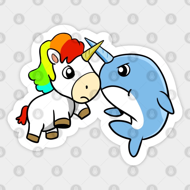 Unicorn Narwhal Sword Fight Sticker by WildSloths